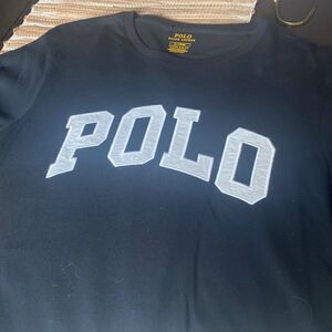 EUC RL Polo black T white logo is flag on sleeve size M